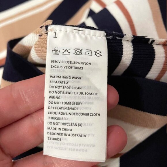 NWT Bardot Striped Sleeveless Bodycon Midi Dress Size XS Square Neck Neutral - Picture 11 of 13